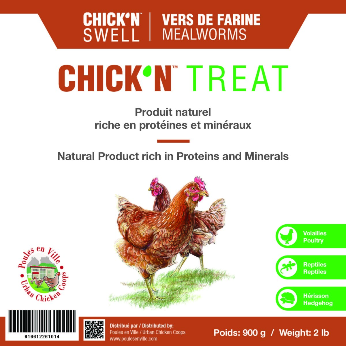 Chick'N Treat Vers de farine format de 900g (2 lbs) - Poules en Ville